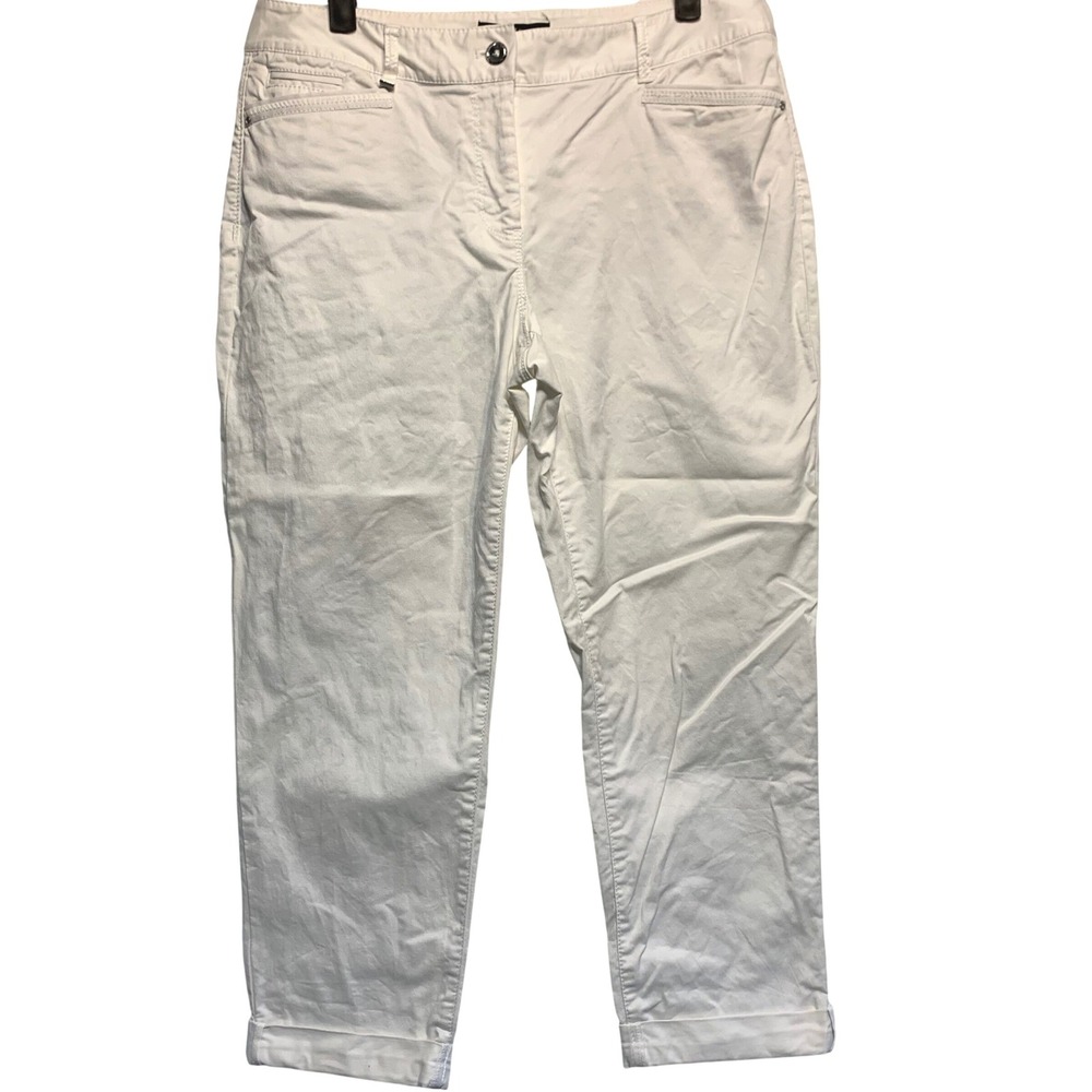 White House Black Market Slim Crop Pants 8 White Preppy‎ Minimalist Clean Girl
